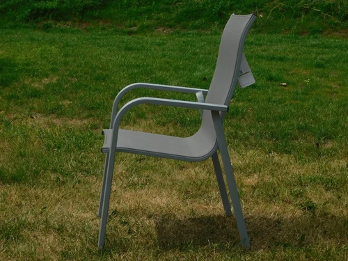 Still 2 in stock: Garden chair - Silver grey - Aluminium with Textileen - Stackable