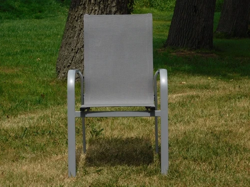 Still 2 in stock: Garden chair - Silver grey - Aluminium with Textileen - Stackable
