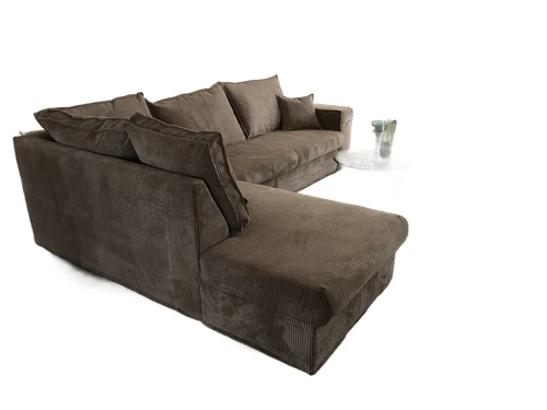 Beautiful hefty new taupe rib fabric corner sofa model