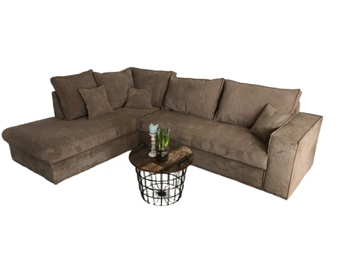 Beautiful hefty new taupe rib fabric corner sofa model