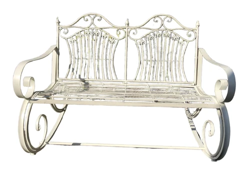 Prachtige vol smeedijzeren schommelbank- old white, echt een eye-catcher!!