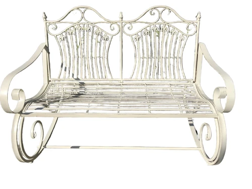 Prachtige vol smeedijzeren schommelbank- old white, echt een eye-catcher!!