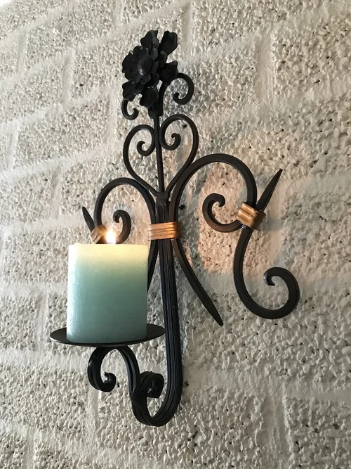 Laatste: Prachtige Wand Kaarsenhouder - Smeedijzer - Wandkandelaar LAATSTE!!