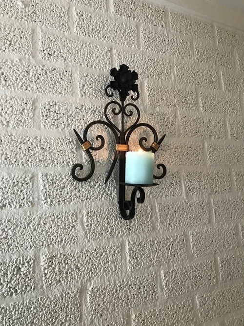 Laatste: Prachtige Wand Kaarsenhouder - Smeedijzer - Wandkandelaar LAATSTE!!