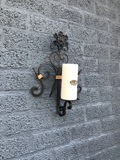 Laatste: Prachtige Wand Kaarsenhouder - Smeedijzer - Wandkandelaar LAATSTE!!