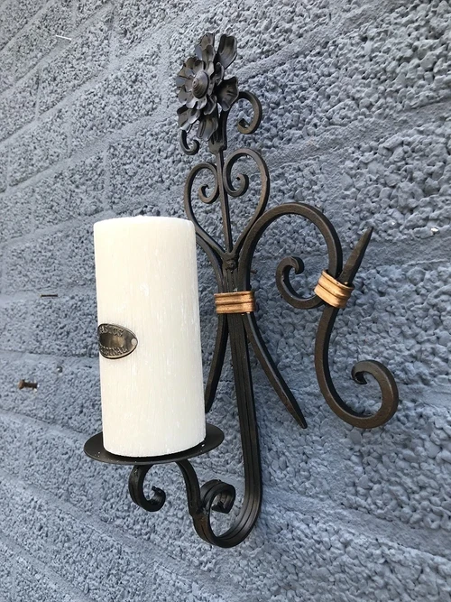 Laatste: Prachtige Wand Kaarsenhouder - Smeedijzer - Wandkandelaar LAATSTE!!