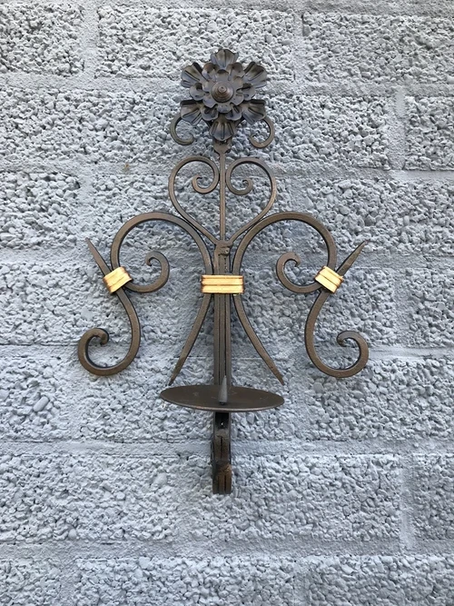 Laatste: Prachtige Wand Kaarsenhouder - Smeedijzer - Wandkandelaar LAATSTE!!