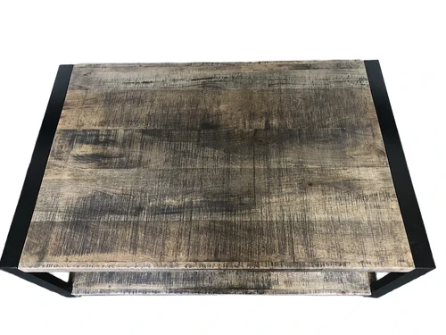 SALONTAFEL MET GIETIJZEREN ONDERSTEL -FRAME EN ZWARE HARDHOUTEN BLADEN.