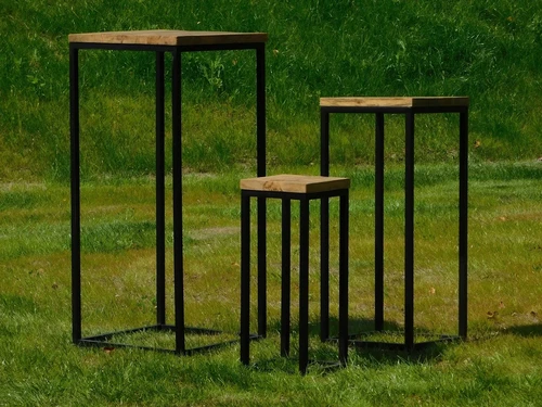 Set aus 3 Tischen - Industrial - Mangoholz mit schwarzem Metallgestell