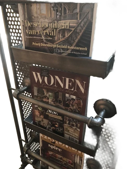 Zeitschriften-Vortragsständer-Metall-grau