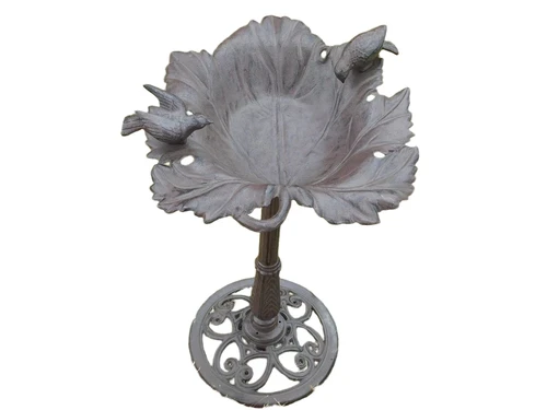 Large Bird bath on Foot - Bowl in Leaf Shape - Cast iron