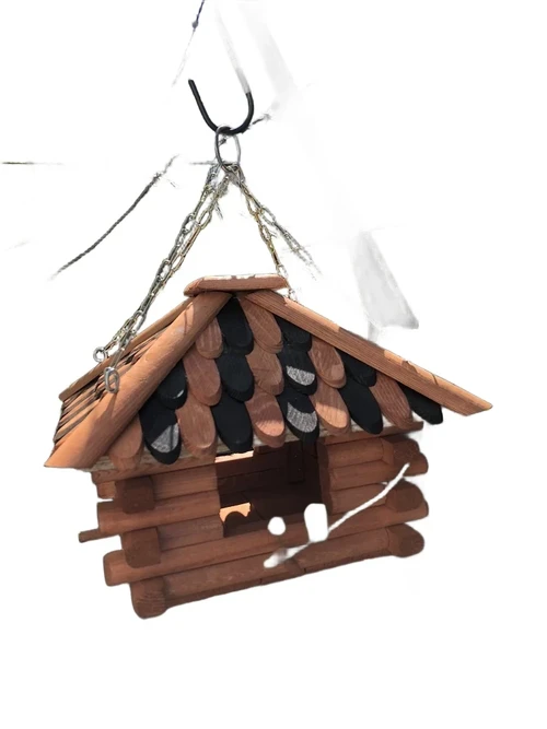 Lux houten vogelhuis, voederhuis om op te hangen.