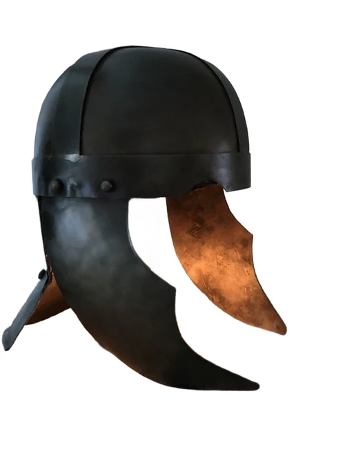 Knight's helmet copper-green metal, with ear protectors, old condition!