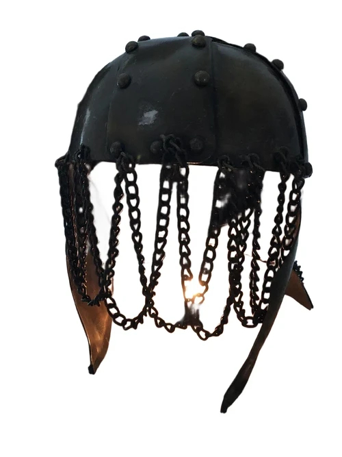 Ritterhelm kupfer-grün, mit Ohrenschützern, alter Zustand!