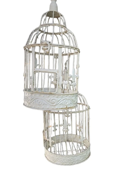 Set of beautiful round white metal bird cages, very beautiful in design!!