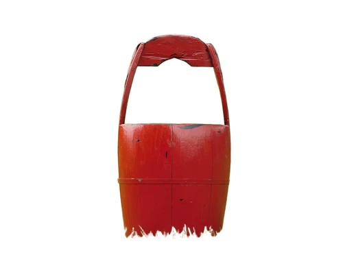 Vintage Wooden Bucket - Red - Height 60 cm