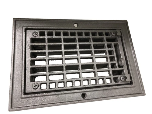 1 adjustable hot air grille fireplace, rectangular, cast iron.