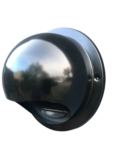 Luchtrooster, ventilatierooster, Bolrooster, RVS-zwart.