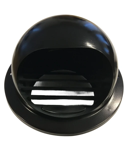 Luchtrooster, ventilatierooster, Bolrooster, RVS-zwart.