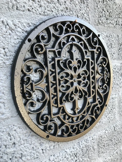 Rooster rond - Mandala, gietijzer zwart, luchtrooster