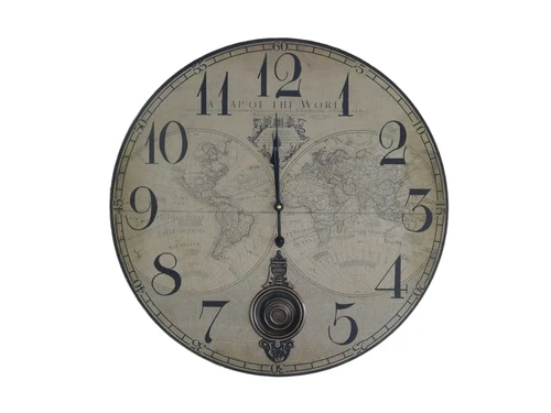 Stabile Uhr - Weltkarte - mit Pendel
