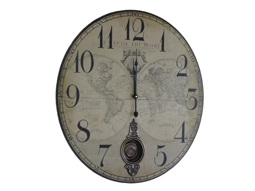 Stabile Uhr - Weltkarte - mit Pendel