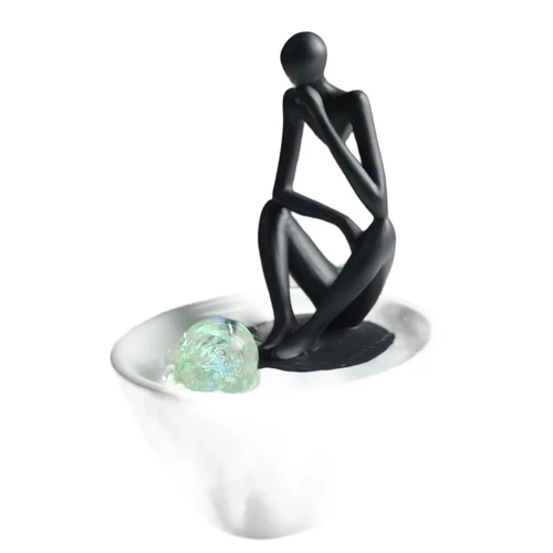 Fountain ''The Thinker'', indoor fountain, black/white