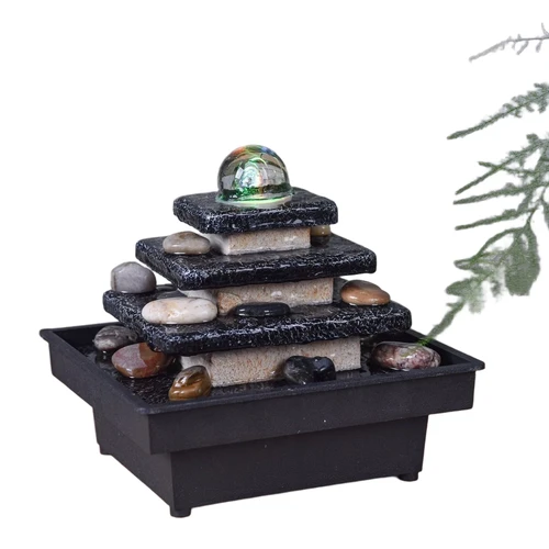 Fountain ''Zen'' inside, soothing waterfall, temple with rocks