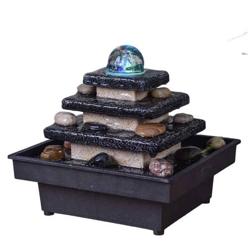 Fountain ''Zen'' inside, soothing waterfall, temple with rocks
