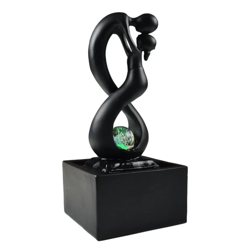 Indoor water ornament, home fountain, black, with light