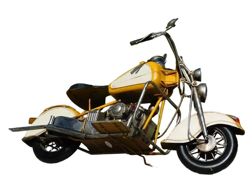 Handmade motorbike - metal - yellow