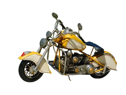 Handmade motorbike - metal - yellow
