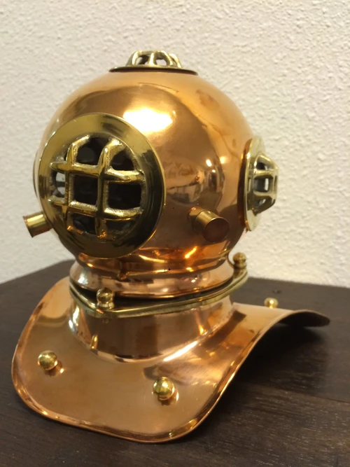 Nautical copper-brass diving helmet, beautiful!!