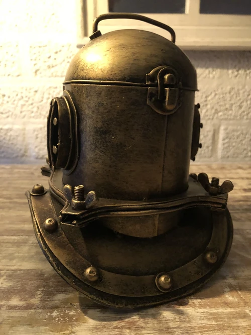 Nautistische brass-messing-look duikhelm, prachtig!!