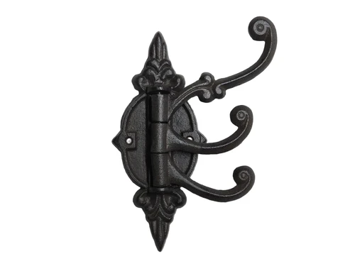 Hook Swivel - 3-Hook - Cast iron - Dark brown