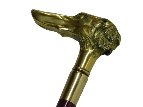 Gehstock Hund - 88 cm - aus Messing und Holz