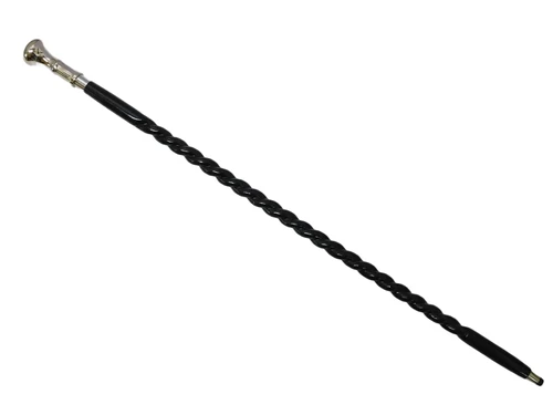 Walking Stick Spiral with Nickel Handle - 96 cm - Black