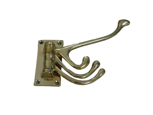 Kleiderständer mit 4 Haken - verstellbar, Messing glänzend