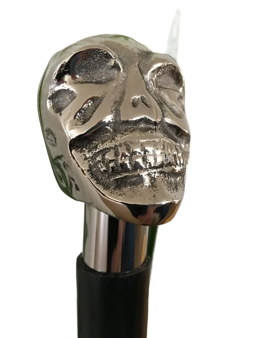 Edele wandelstok met prachtige aluminium schedelknop