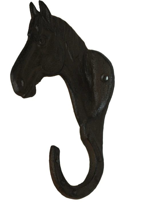 Powder coated 1 coat rack with horse head Essa, cast iron