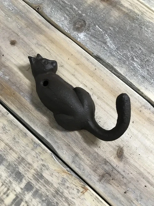 Cat coat hook – Cast iron – Decorative wall hook with cat figure
