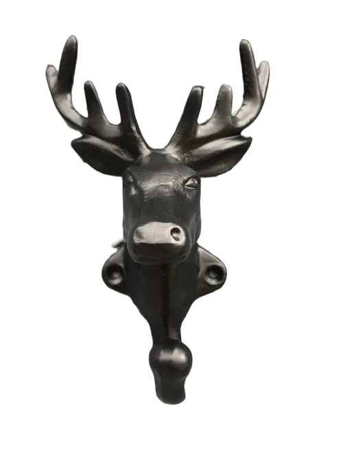 Hirschkopfhaken, schwarzer Kleiderhaken, Mantelhaken