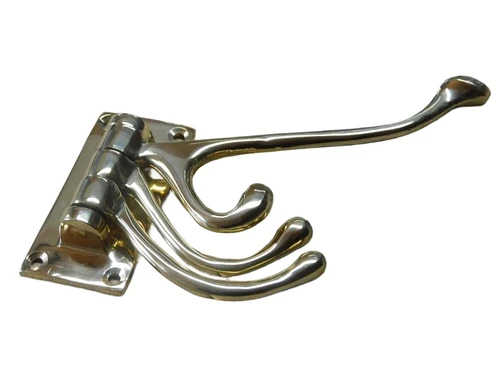 Coat rack brass - swivel hooks - 3-hooks