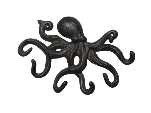 Kleiderständer Octopus - 6 Haken - Gusseisen - dunkelbraun
