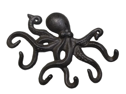 Kleiderständer Octopus - 6 Haken - Gusseisen - dunkelbraun