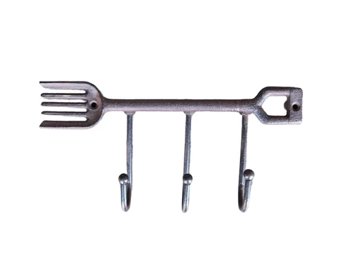 Coat rack fork - cast iron - brown