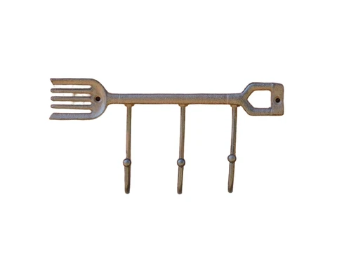 Coat rack fork - cast iron - brown