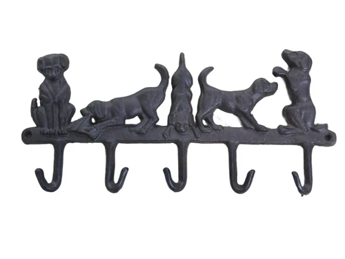 Kapstok/hanger met honden - van gietijzer