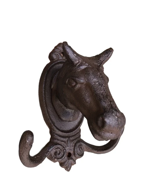 Horse head cast iron with 2 coat hooks, robust and beautiful!!