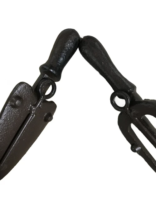 Set of 2 wall hooks - for garden tools, cast iron